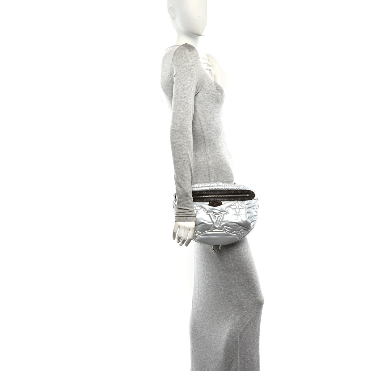 Econyl Monogram Pillow Bumbag Silver Handbag