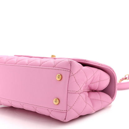 Mini Quilted Caviar Flap Shoulder Bag - Pink