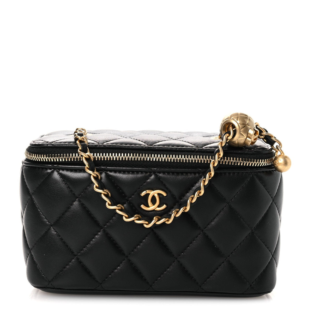 Small Quilted Lambskin Handbag - Black