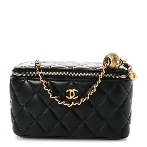 Small Quilted Lambskin Handbag - Black