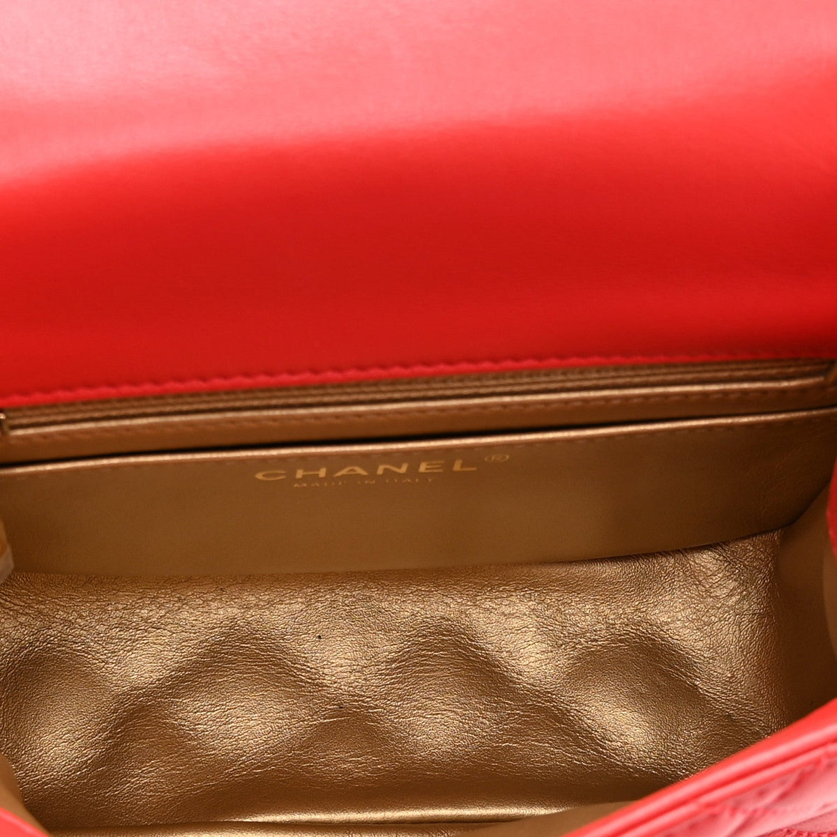 Mini Quilted Lambskin Flap Shoulder Bag - Red