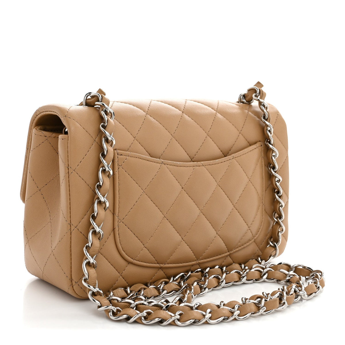 Mini Quilted Lambskin Flap Shoulder Bag - Tan