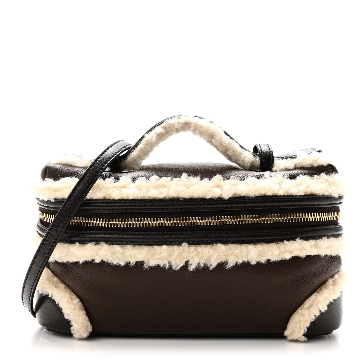 Calfskin Shearling Handbag - Brown