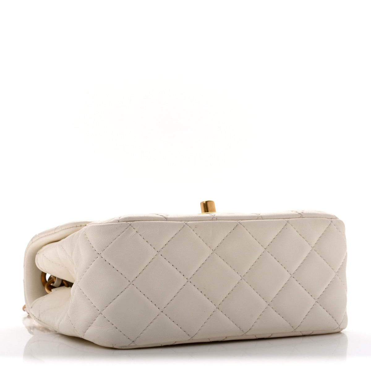 Mini Quilted Lambskin Flap Shoulder Bag - White