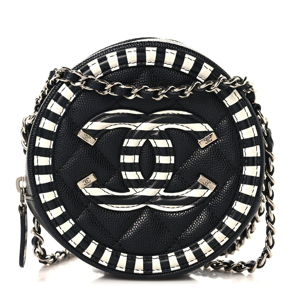 Quilted Caviar Clutch Bag - Black