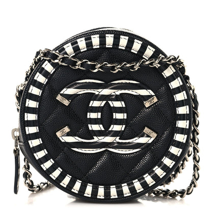 Quilted Caviar Clutch Bag - Black