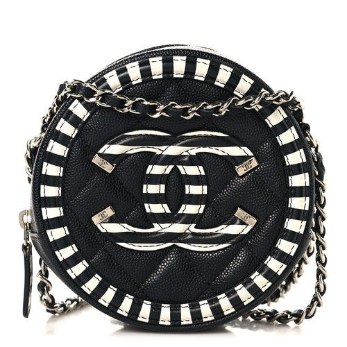 Quilted Caviar Clutch Bag - Black