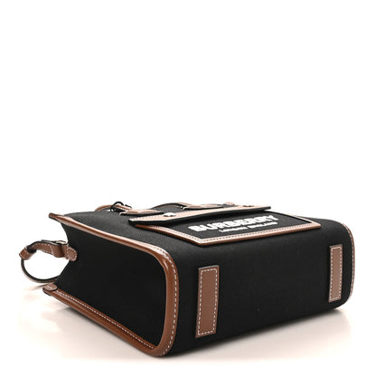 Mini Calfskin Canvas Tote Bag - Black