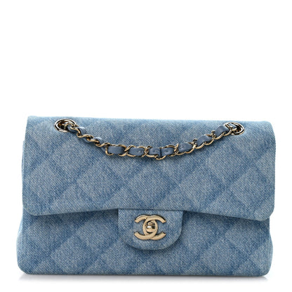 Small Quilted Flap Shoulder Bag - Light Blue
