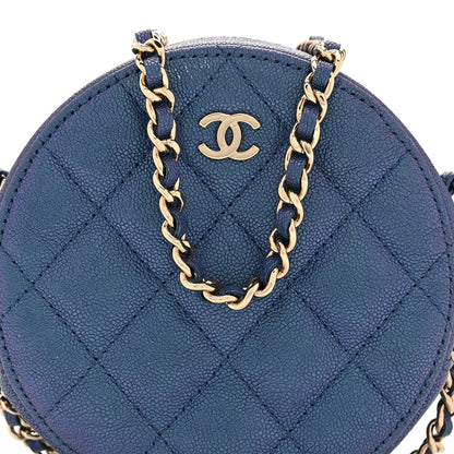 Quilted Caviar Clutch Bag - Blue