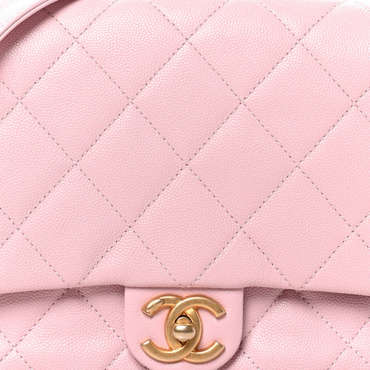 Medium Quilted Caviar Flap Shoulder Bag - Pink
