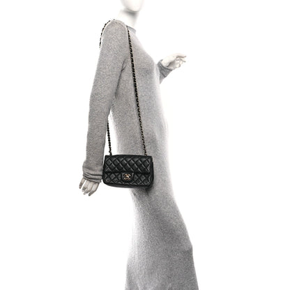 Mini Quilted Lambskin Flap Shoulder Bag - Tan