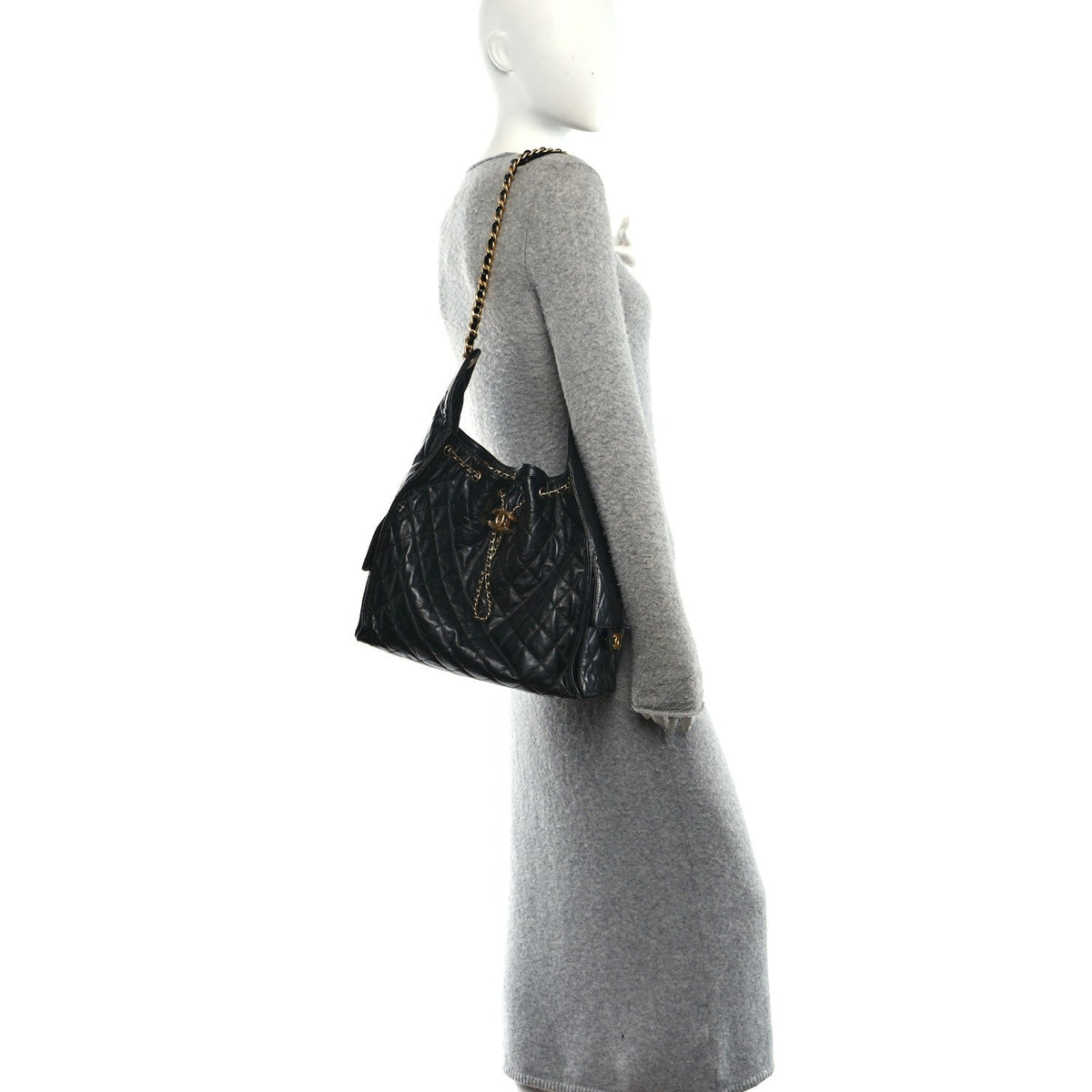 Medium Quilted Calfskin Handbag - Black