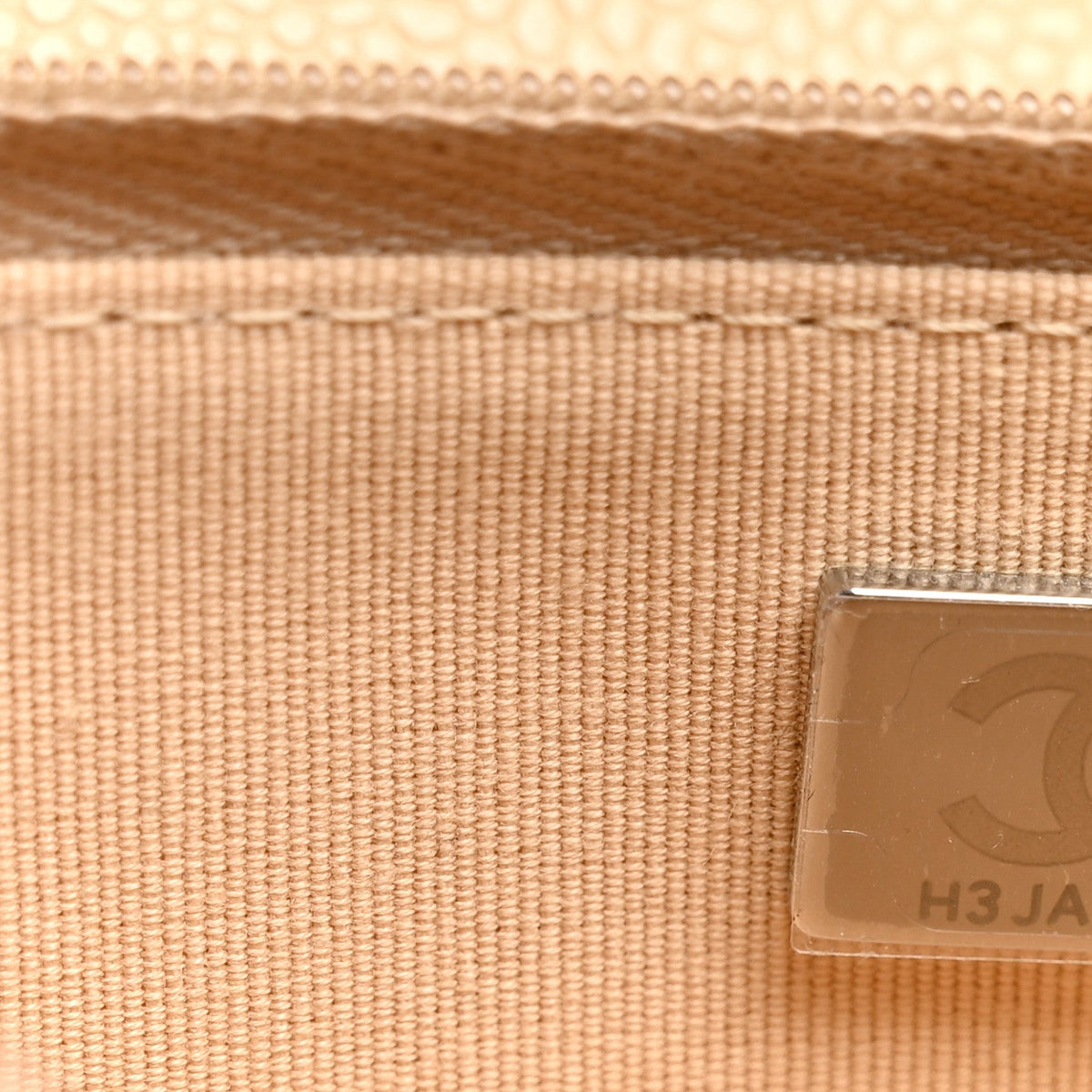 Quilted Caviar Wallet Bag - Beige