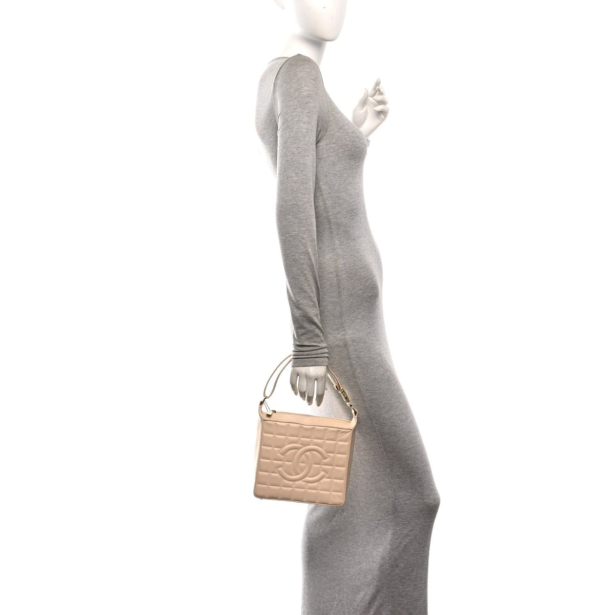 Small Quilted Lambskin Shoulder Bag - Chocolate