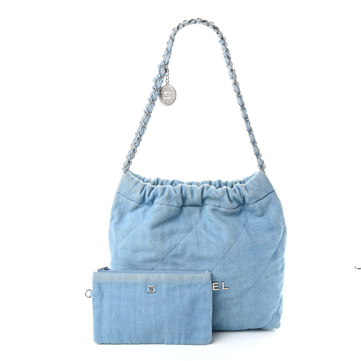 Quilted Handbag - Light Blue