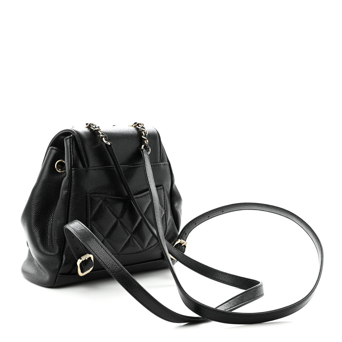 Mini Quilted Caviar Backpack - Black
