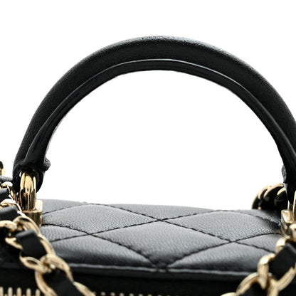 Mini Quilted Lambskin Handbag - Black