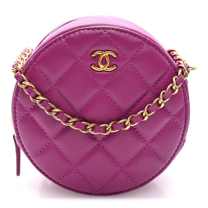 Quilted Lambskin Clutch Bag - Purple