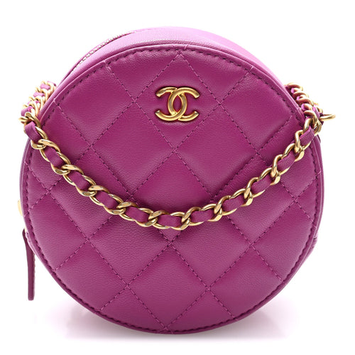Quilted Lambskin Clutch Bag - Purple