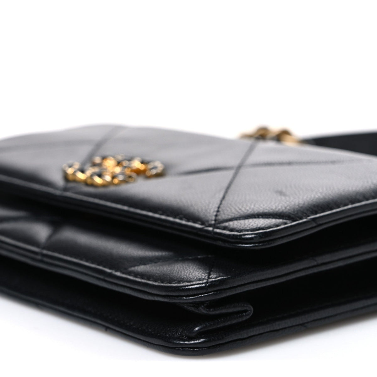 Quilted Goatskin Wallet Bag - Black