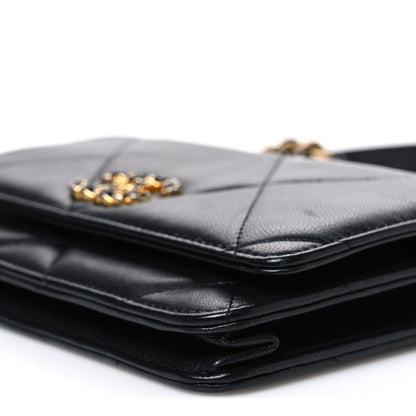 Quilted Goatskin Wallet Bag - Black