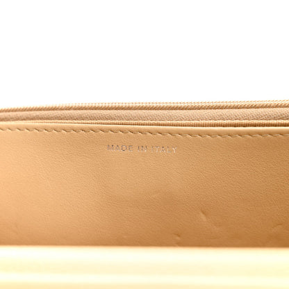 Quilted Caviar Wallet Bag - Beige