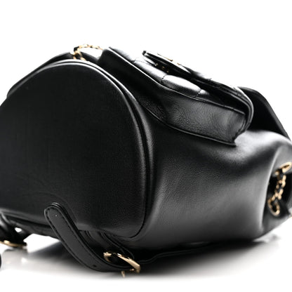 Medium Quilted Caviar Backpack - Black