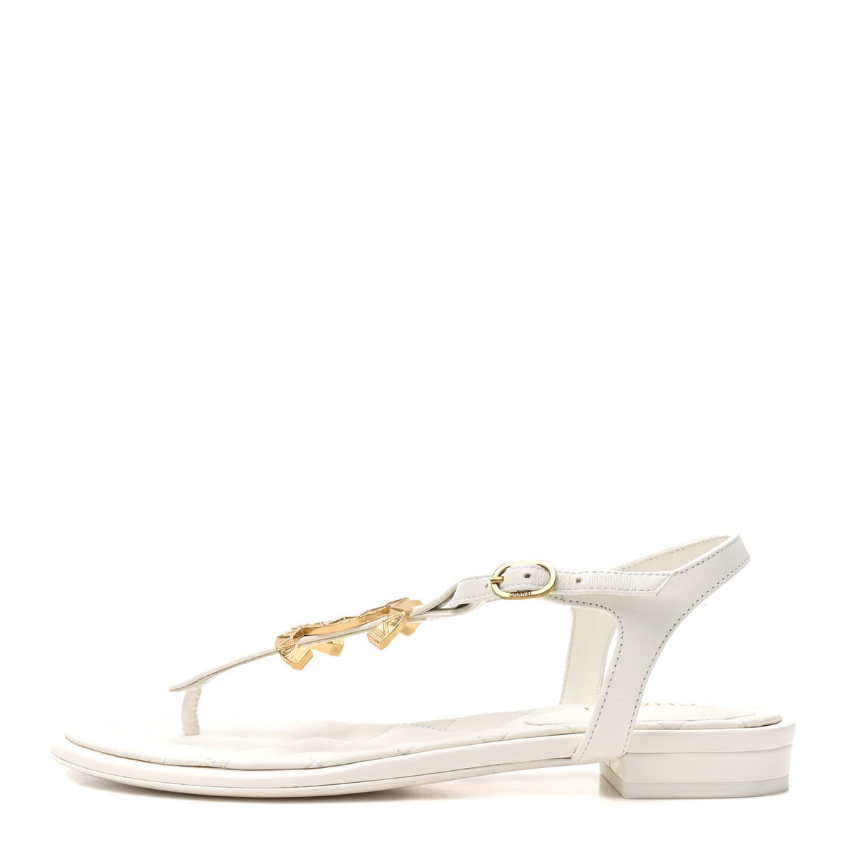 Lambskin CC Thong Sandals White