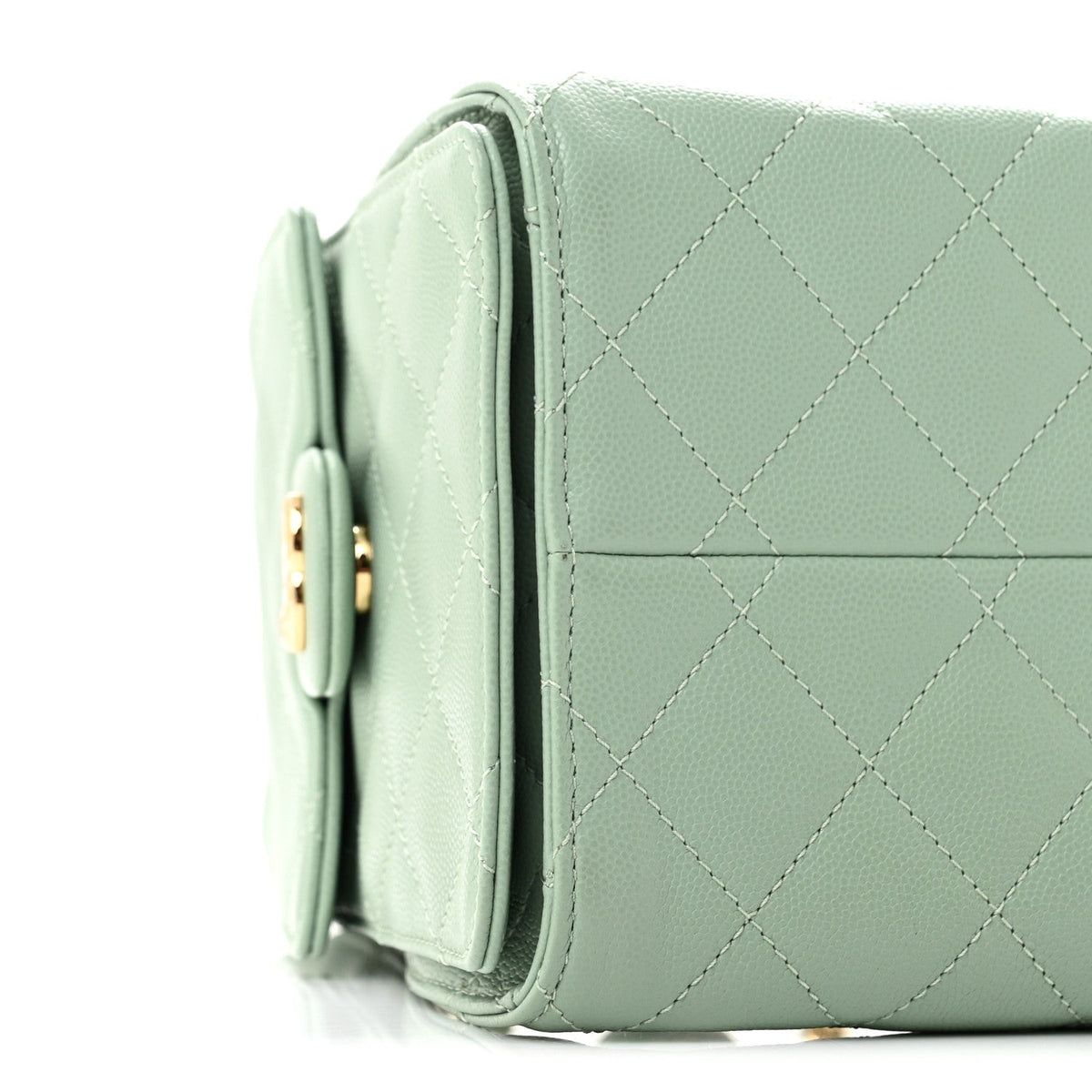 Small Quilted Caviar Handbag - Light Green