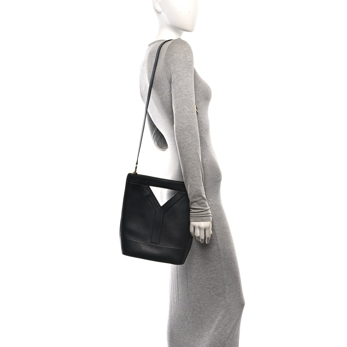 Small Calfskin Bucket Bag - Black