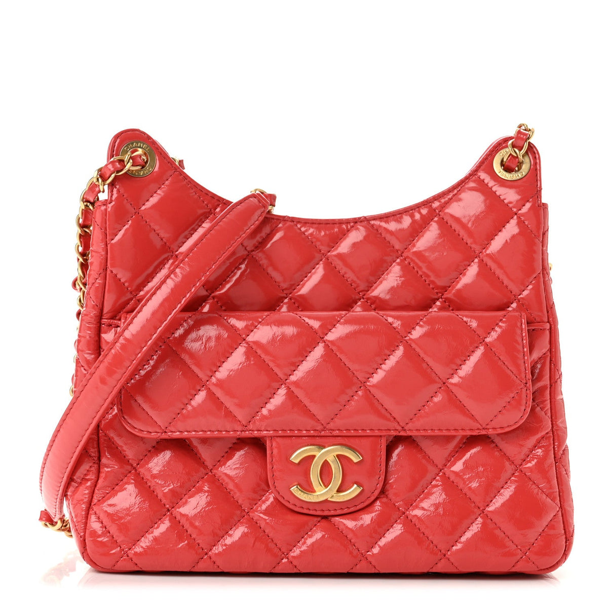 Quilted Calfskin Hobo Bag - Red