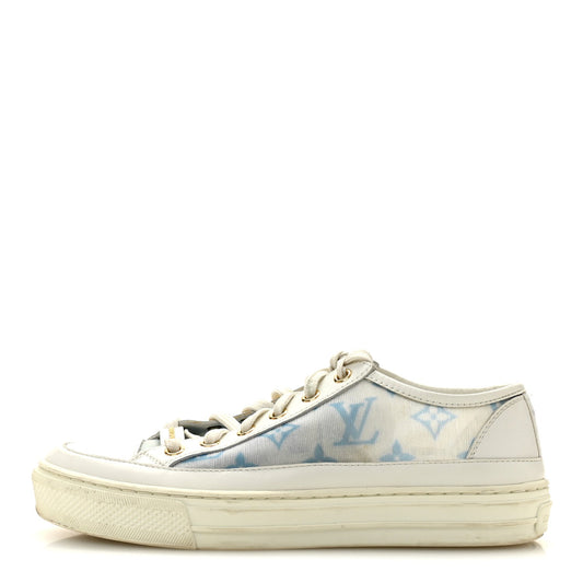 Technical Fabric Calfskin Monogram Stellar Sneakers Blue