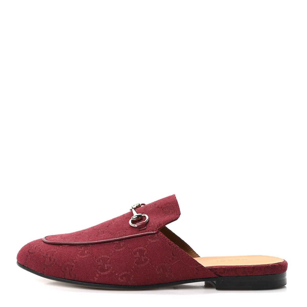 New Canvas GG Monogram Malaga Kid Princetown Slippers Rosso Ancora