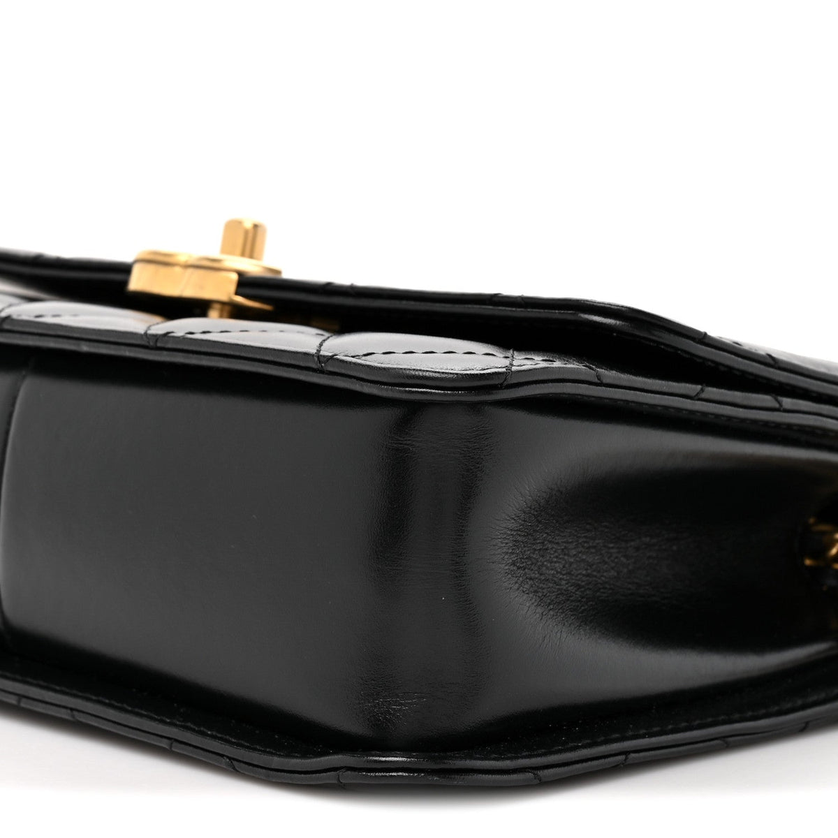 Quilted Calfskin Flap Shoulder Bag - Black