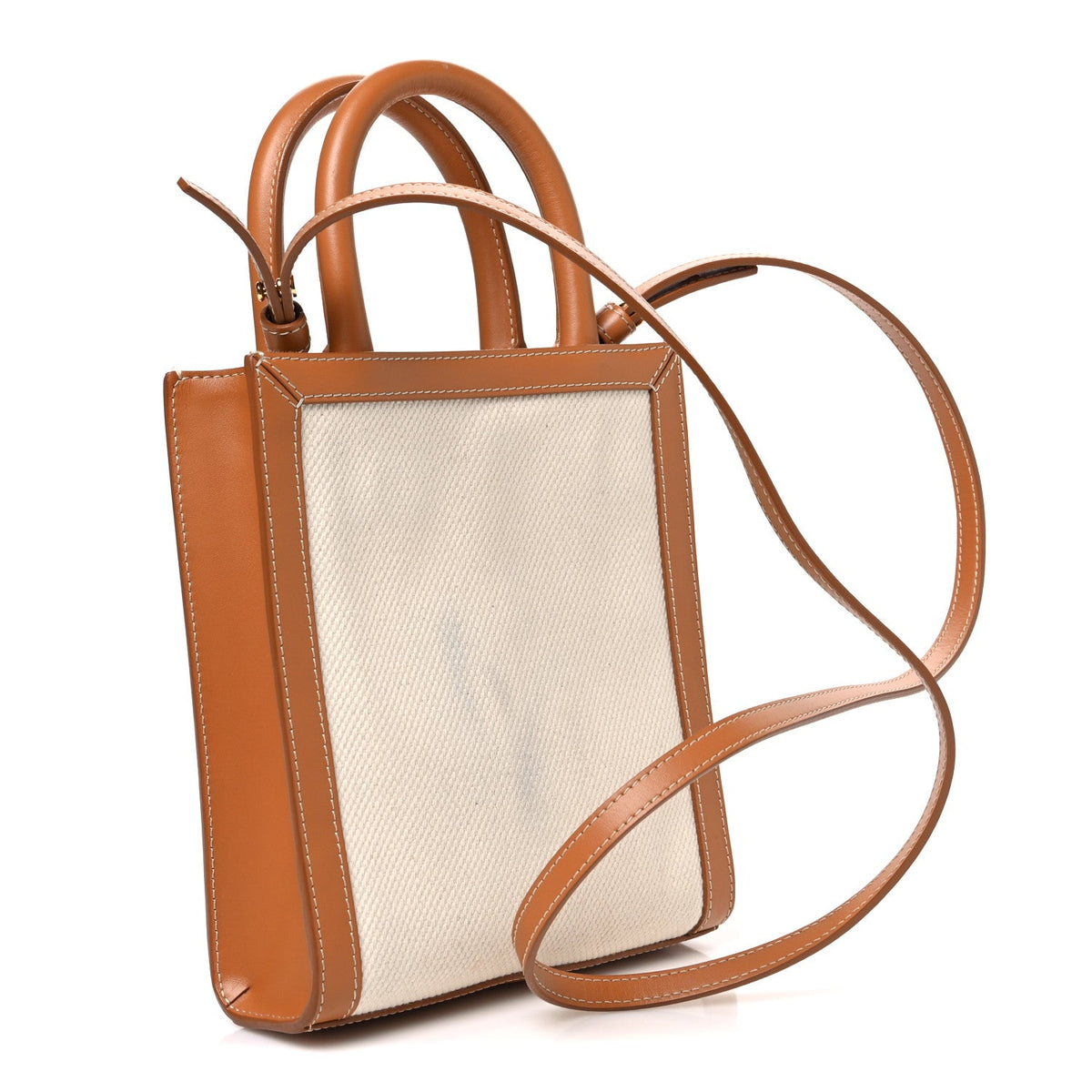 Mini Calfskin Canvas Handbag - Natural