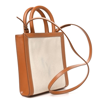 Mini Calfskin Canvas Handbag - Natural
