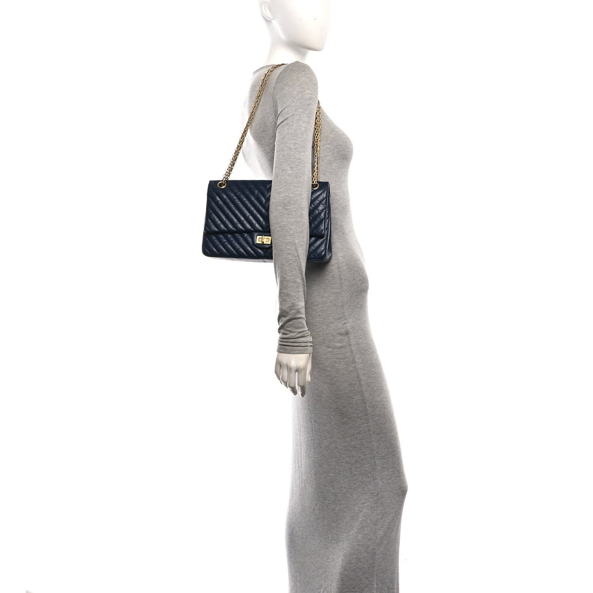 Quilted Calfskin Flap Shoulder Bag - Blue
