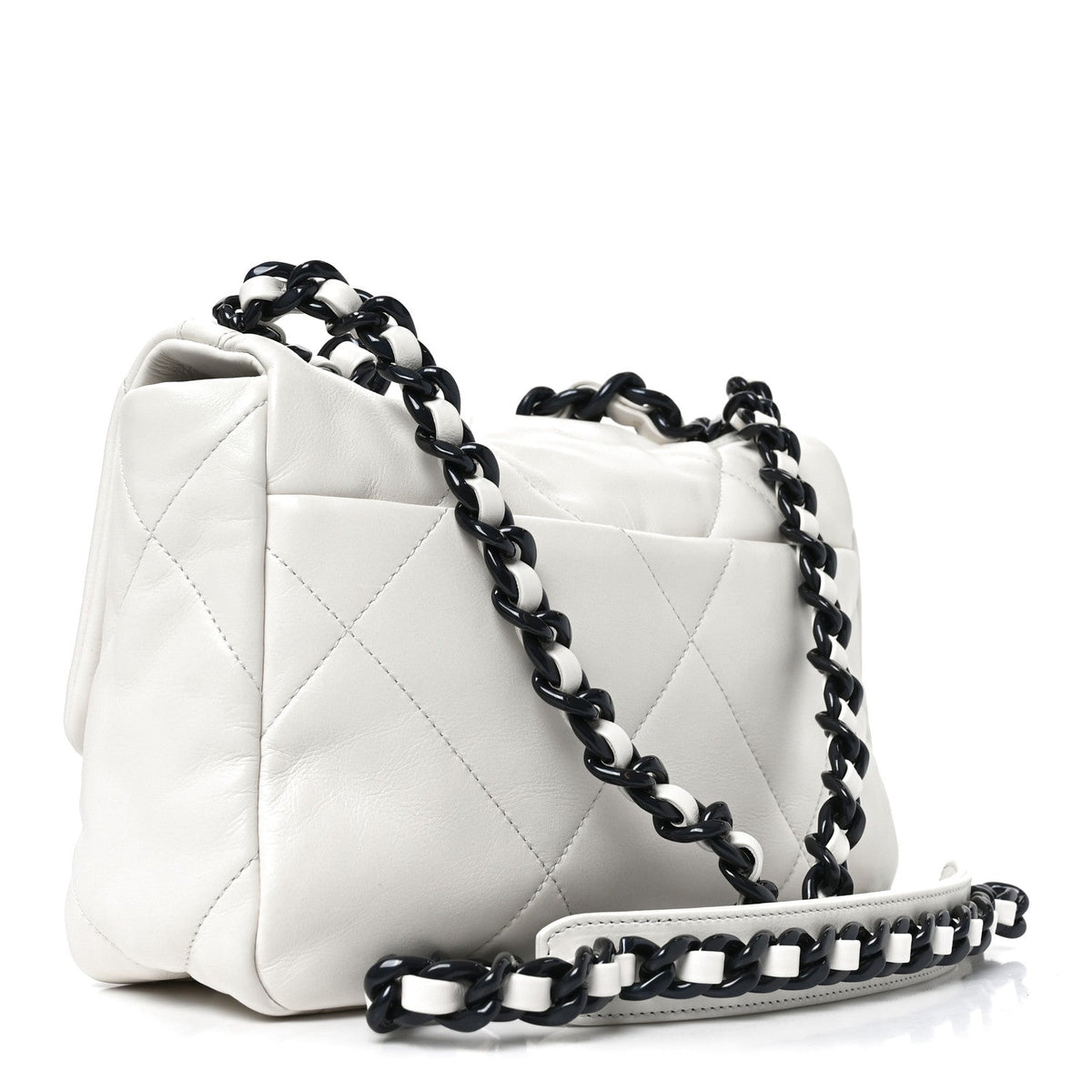 Medium Quilted Calfskin Flap Shoulder Bag - White