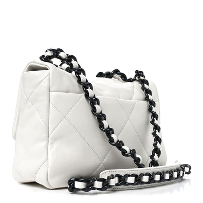 Medium Quilted Calfskin Flap Shoulder Bag - White