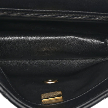 Small Quilted Lambskin Flap Shoulder Bag - Black