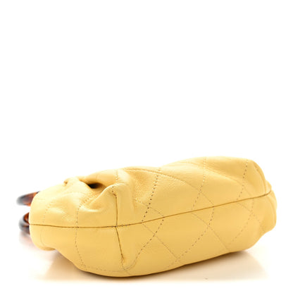 Mini Quilted Lambskin Pouch - Yellow