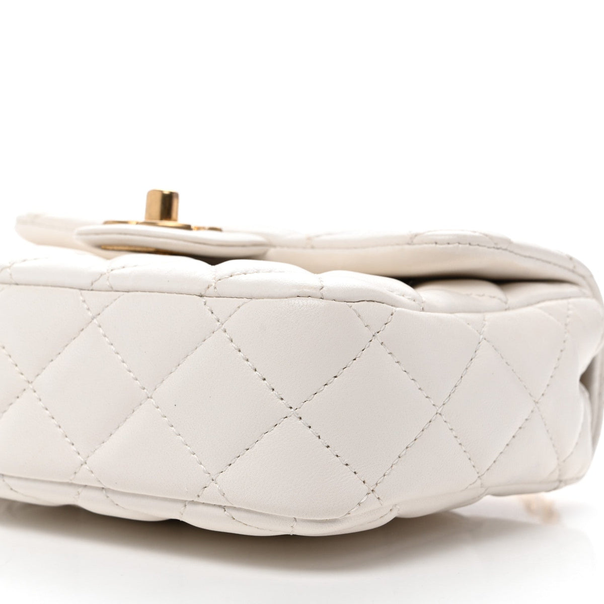 Mini Quilted Lambskin Flap Shoulder Bag - White