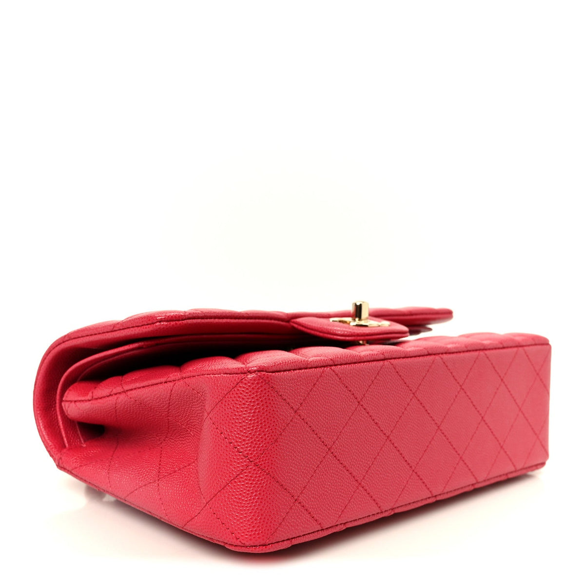 Small Quilted Caviar Flap Shoulder Bag - Pink