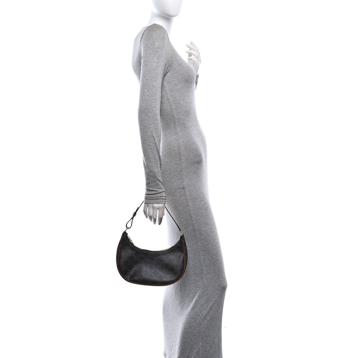 Calfskin Canvas Shoulder Bag - Tan