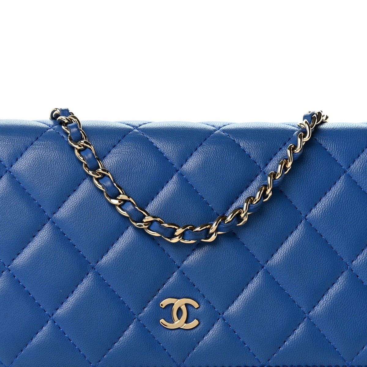 Quilted Lambskin Wallet Bag - Blue