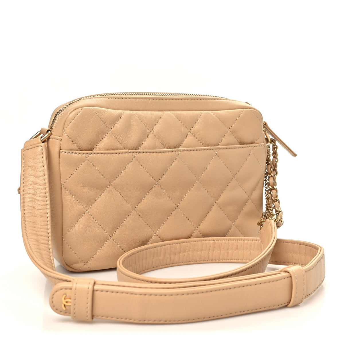 Small Quilted Calfskin Handbag - Beige