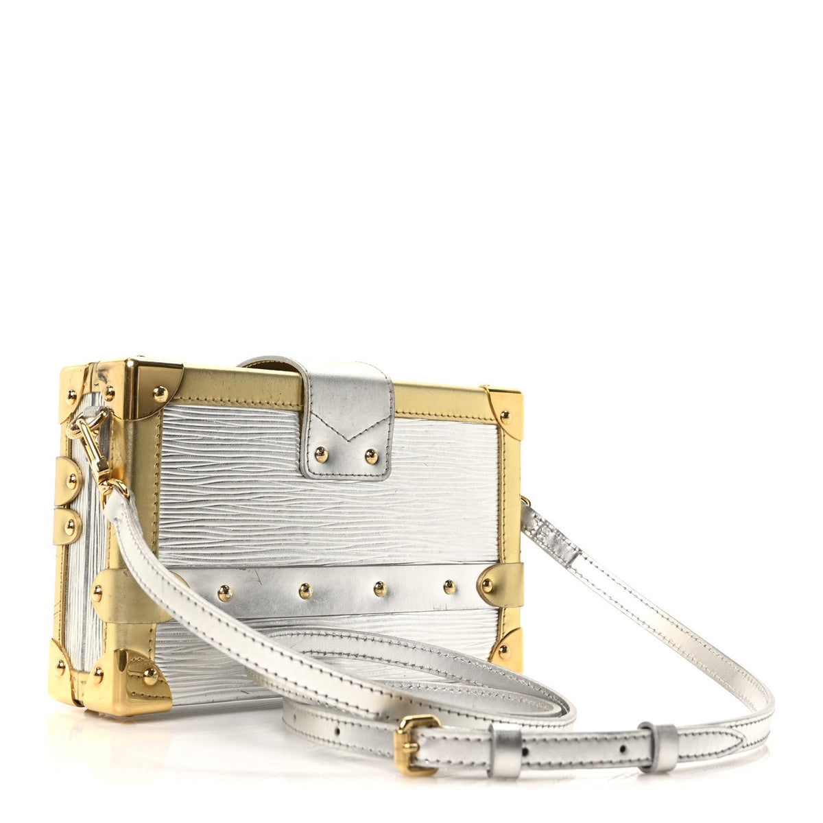 Metallic Epi Petite Malle Silver Handbag