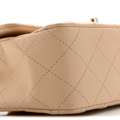 Mini Quilted Lambskin Flap Shoulder Bag - Tan