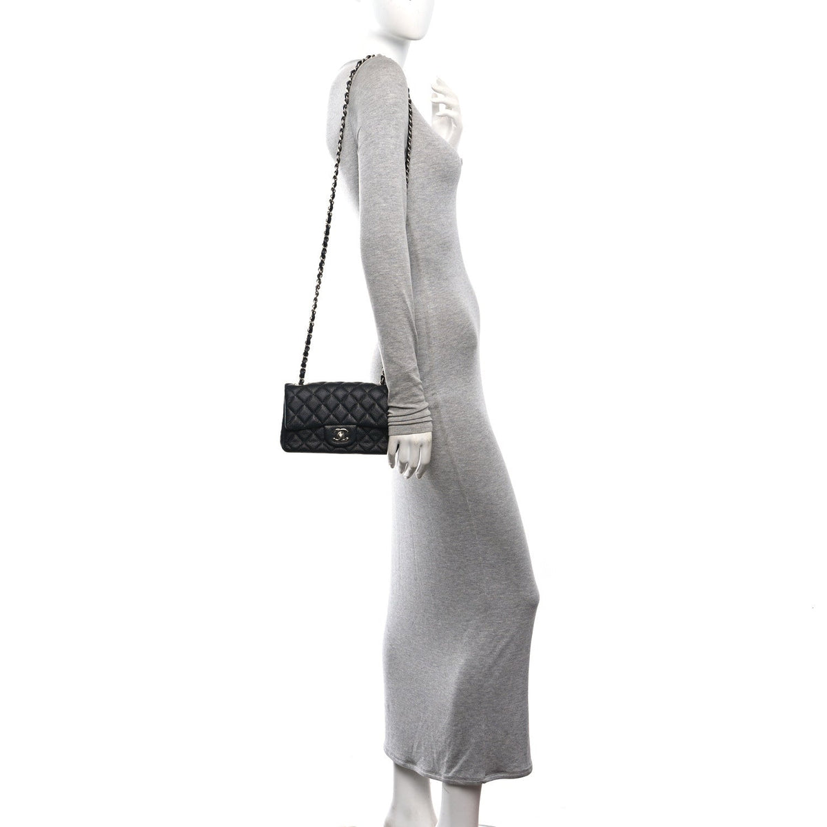 Mini Quilted Caviar Flap Shoulder Bag - Tan